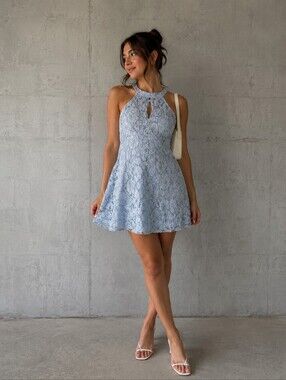 Francesca's Collections Lavender Lace Halter Dress